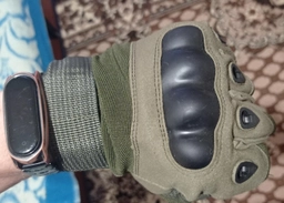 Беспалые тактические перчатки с усиленным Протектором Олива L фото от покупателей 5
