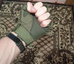 Безпалі тактичні перчатки з посиленим Протектором Оліва L фото від покупців 3