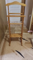 Напольная вешалка из натурального дерева, двойная (прозрачный лак)