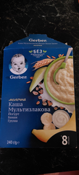 Дитяча каша Gerber Суха молочна швидкорозчинна Мультизлакова з йогуртом, бананом і грушею для дітей з 8 місяців 240 г (7613039834244) фото від покупців 10