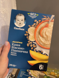 Дитяча каша Gerber Суха молочна швидкорозчинна Вівсяно-пшенична Банан-Манго для дітей з 6 місяців 240 г (7613039834053) фото від покупців 9