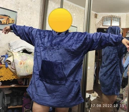 Толстовка-плед с капюшоном и рукавами Huggle Hoodie One Size Синий 1634105228 фото от покупателей 1