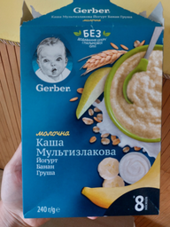Дитяча каша Gerber Суха молочна швидкорозчинна Мультизлакова з йогуртом, бананом і грушею для дітей з 8 місяців 240 г (7613039834244) фото від покупців 2