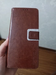 Чехол Idewei для Realme C11 2021 / RMX3231 книжка кожа PU с визитницей коричневый фото от покупателей 3
