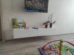 Тумба під телевізор у вітальню з ламінованої ДСП Vigo 180 Чорний/Білий Сама Польща без підсвічування