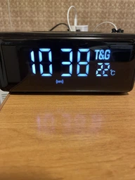 Портативная беспроводная Bluetooth колонка TG-174 с часами и градусником blue