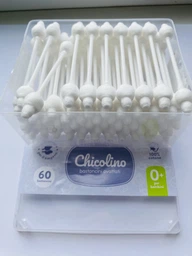 Упаковка ватных палочек Chicolino для детей с ограничителем 3 пачки по 60 шт (N5818) (2000064265818) фото от покупателей 6