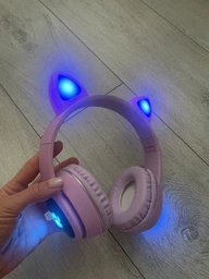Беспроводные наушники CAT I400s с кошачьими ушками, LED-подсветкой, микрофоном, Bluetooth, FM и MicroSD | Для детей и взрослых | Pink фото от покупателей 8