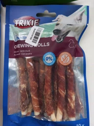 Лакомство Trixie Denta Fun Rolls with Duck для собак Палочка для чистки зубов с уткой 12 см 80 г 10 шт (4011905313719) фото от покупателей 9