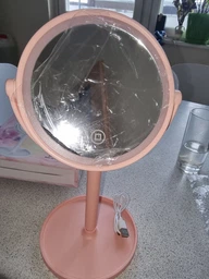 Кругле дзеркало для макіяжу з LED підсвічуванням настільне косметичний із збільшенням подвійне складне