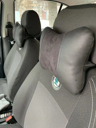 Автомобильная подушка АвтоХоп на подголовник Черная в ромбы вставка алькантары фото от покупателей 4