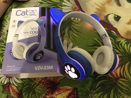 Беспроводные детские наушники с кошачьими ушками и подсветкой Cat Ear VZV-23M синие