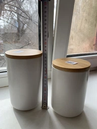 Ємність для зберігання МВМ MY HOME 800 мл Біла з деревом (KP-13 M WHITE/WOOD) фото від покупців 3