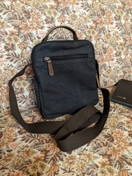 Чоловіча текстильна сумка Vintage з поліестеру в діловому стилі, вертикальна прямокутна через плече та в руці, сіра 56950 фото від покупців 5