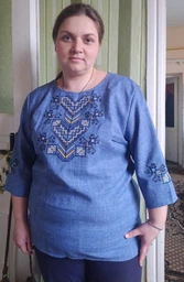 Жіноча вишиванка НОКО "Гармонія" Синя із жовтим 58 04182-58