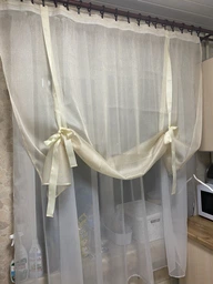 Занавеска для кухни Adagio Windows Decor Мадлен в бежевом цвете 150х140 см, короткий тюль для кухни фото от покупателей 1