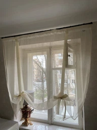 Занавеска для кухни Adagio Windows Decor Мадлен в бежевом цвете 150х140 см, короткий тюль для кухни