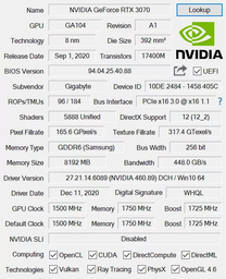 Відеокарта Gigabyte PCI-Ex GeForce RTX 3070 Eagle 8 GB GDDR6 (256 bit) (1725/14000) (2 х HDMI, 2 x DisplayPort) LHR (GV-N3070EAGLE-8GD v2.0)