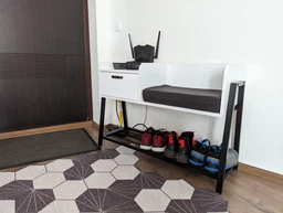 Банкетка з тумбочкою Ferrum-decor Бланка 540x1000x320 метал Чорний ДСП Бетон 16 мм (BLA0007)