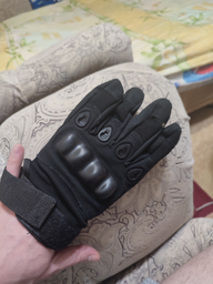 Тактичні рукавиці з пальцями та накладками Чорні XL фото від покупців 1