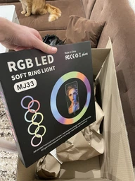 Профессиональная цветная светодиодная LED RGB кольцевая лампа NAZIM 30 см для фото и видео со штативом для селфи блогеров предметной сьемки Tiktok youtube