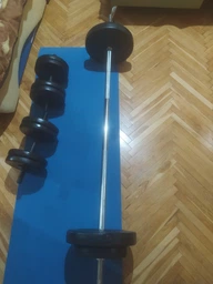 Набір WCG штанга і гантелі 70 кг — прямий гриф 180 см Ø28 та 2 гантельні 45 см Ø30