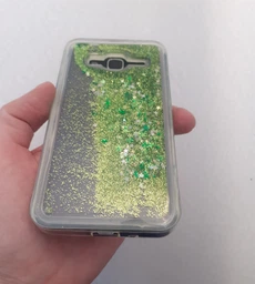 Чехол Glitter для Samsung Galaxy J3 2016 / J300 / J320 Бампер жидкий блеск зеленый фото от покупателей 3