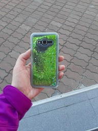 Чехол Glitter для Samsung Galaxy J3 2016 / J300 / J320 Бампер жидкий блеск зеленый