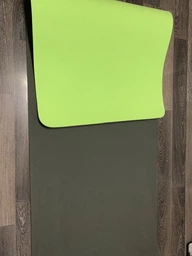 Коврик для йоги TPE+TC EasyFit Eco Friendly 6 мм черный с зеленым (спортивный каремат, йогамат для фитнеса, пилатеса)