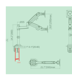Настольное крепление для монитора North Bayou H100 22-35”, Черный