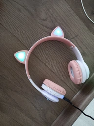 Наушники Bluetooth 5.3 MDR CAT ear VZV-23M 9537 с подсветкой Бежевые
