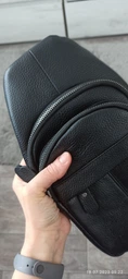 Сумка слинг через плечо мужская из натуральной кожи Laras K101023 Black (ROZ6300004239) фото от покупателей 3