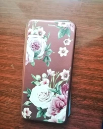 Чехол-книжка с рисунком для Xiaomi Redmi 10С Красный :: Розовые цветы (принт 287)