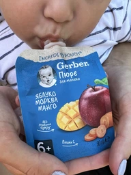 Дитяче пюре Gerber Яблуко, морква, манго 90 г (1227031) фото від покупців 18