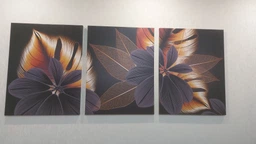 Модульная картина Холстович Black And Gold Leaves 90х40 см. Интерьерная картина для гостиной, спальни, кухни, офиса