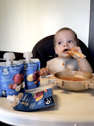 Упаковка Фруктово-овочевого пюре Gerber Яблуко Банан Полуниця для дітей із 6 місяців 90 г х 16 шт (8445290734204) фото від покупців 13