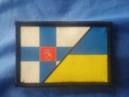 Шеврон патч на липучке флаг Украино-Американский с оливковой рамкой, 8*5 см, Світлана-К
