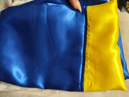 Прапор України державний, великий Smart, стрейч-атлас 90 х 141 см синьо-жовтий, кишеня під древко фото від покупців 18