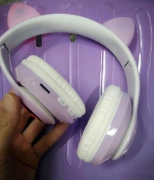 Бездротові навушники з котячими вушками Bluetooth Cat Ear VZV-23M з мікрофоном, AUX, LED підсвічування (Рожеві) Pink