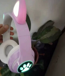 Бездротові навушники з котячими вушками Bluetooth Cat Ear VZV-23M з мікрофоном, AUX, LED підсвічування (Рожеві) Pink фото від покупців 2