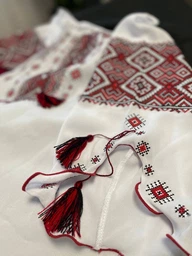 Українська жіноча вишиванка біла літня з червоною вишивкою "Кейсі" на лекому шифоні 12063-58 (3XL) фото від покупців 3