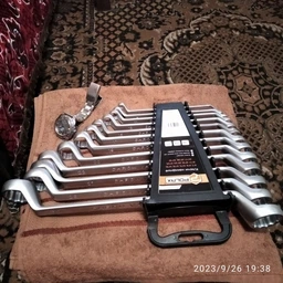 Набір ключів накидних Polax 12 шт, Satin finish, DIN 838, пластиковий холдер (25-033)