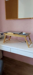 Стіл-підставка для ноутбука Ruhhy S23452 дерев'яний з вентиляцією регулюванням висоти і кута нахилу світло-коричневий фото від покупців 10
