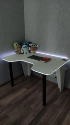 Стіл комп'ютерний геймерський ігровий DROM Lite White + LED RGB підсвічування з пультом фото від покупців 1