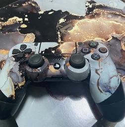 Виниловая наклейка на Playstation 4 Pro консоль и контроллер фиолетовый черный мрамор, арт.700453 фото от покупателей 4