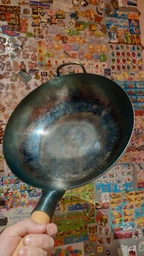 ВОК сковорода 36см (WOK) YOSUKATA традиционный с круглым дном, голубая углеродистая сталь, предзапущенный фото от покупателей 2