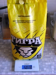 Бентонітовий наповнювач Тигра, 5 кг, розмір гранули дрібний (0,4 - 1,5 мм)