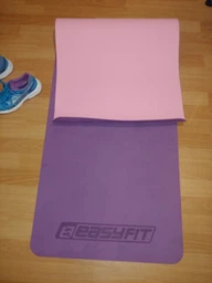 Коврик для йоги и фитнеса EasyFit TPE+TC 6 мм двухслойный синий-голубой