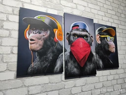 Модульная картина Три обезьяны "Gangster Monkey" Art-612_3 (100х53см)