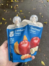 Дитяче пюре Gerber Яблуко, банан, морква 150 г (1227057) фото від покупців 9